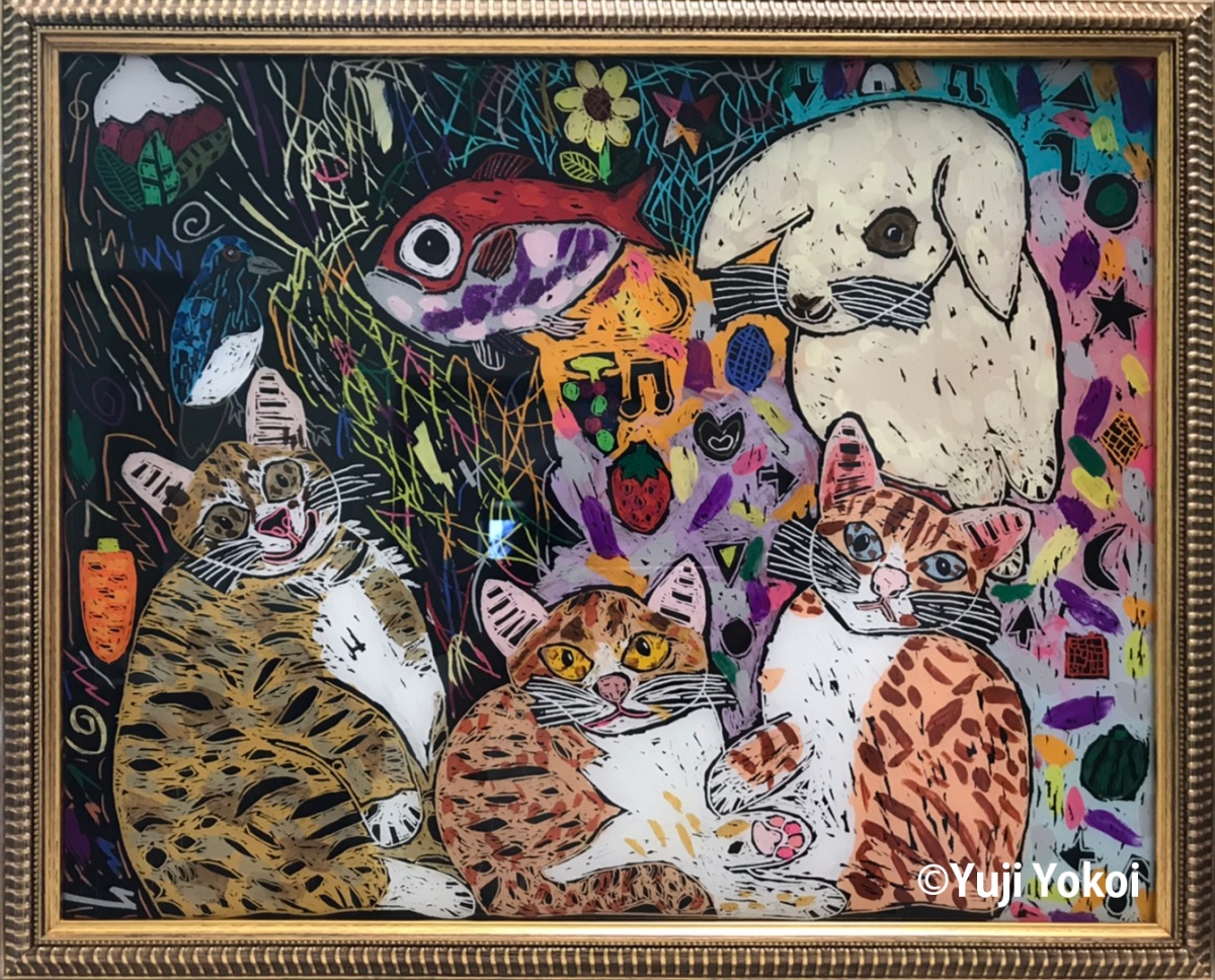 童画家横井佑次作「夢見る3匹の猫」